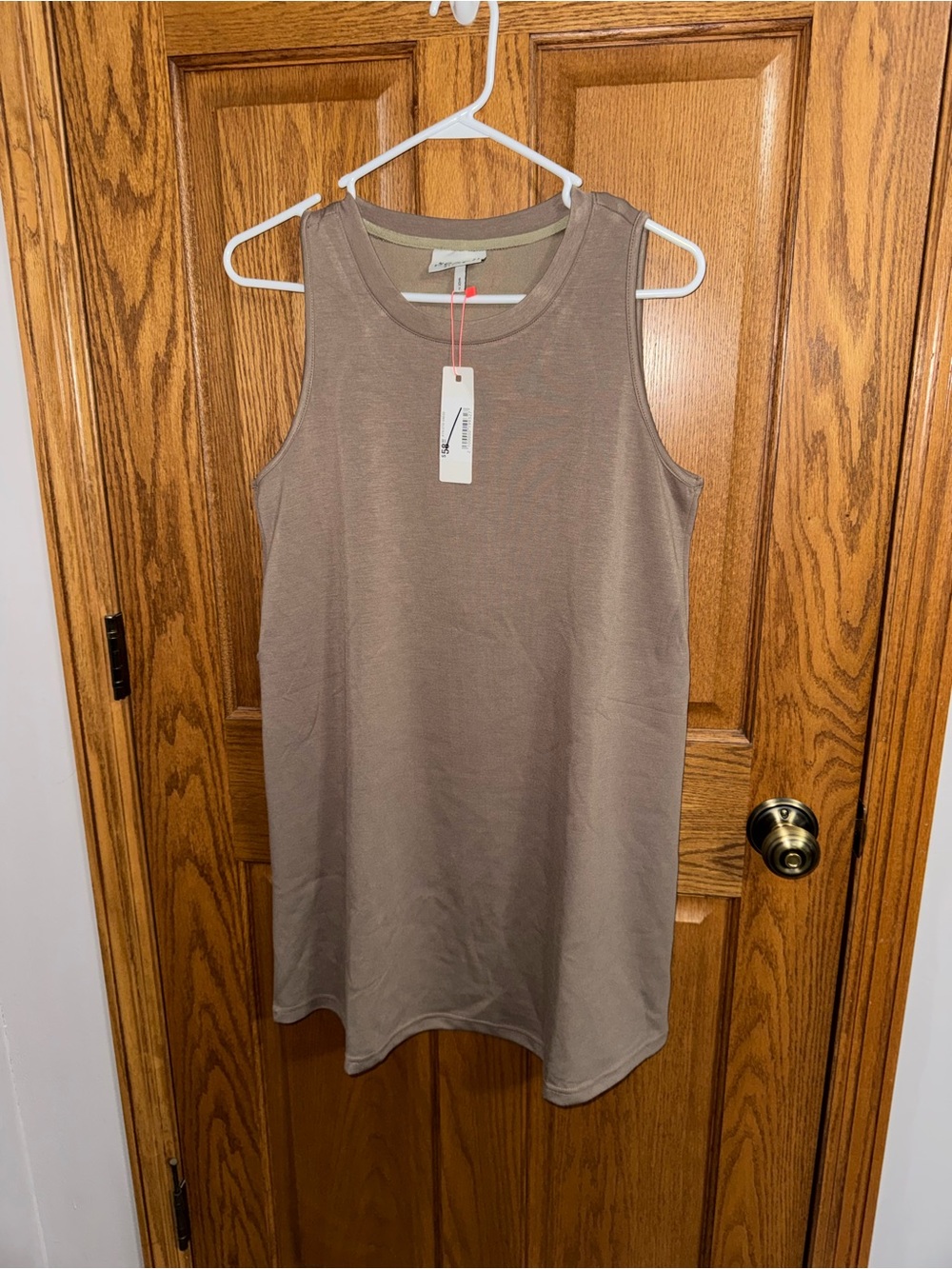 Sleeveless Taupe Tank Dress